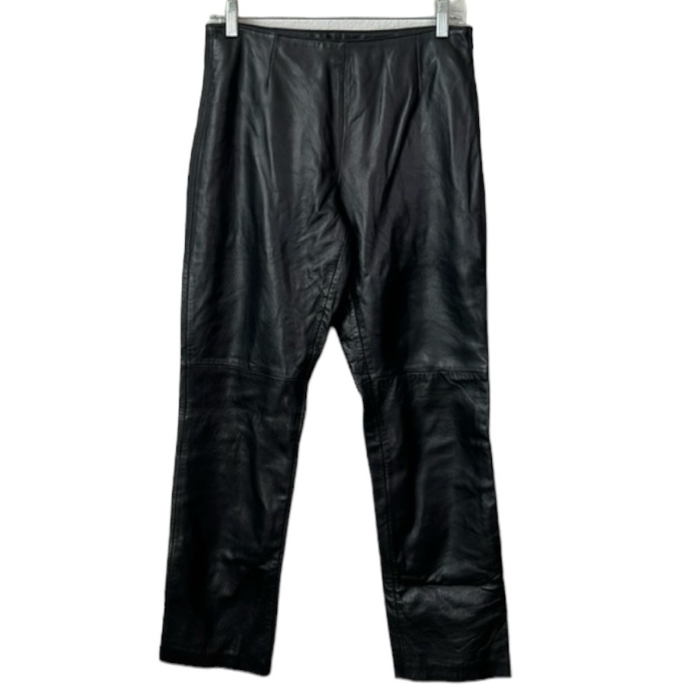 Hugo Buscati Petite Leather Ankle Pants In Black Size 8